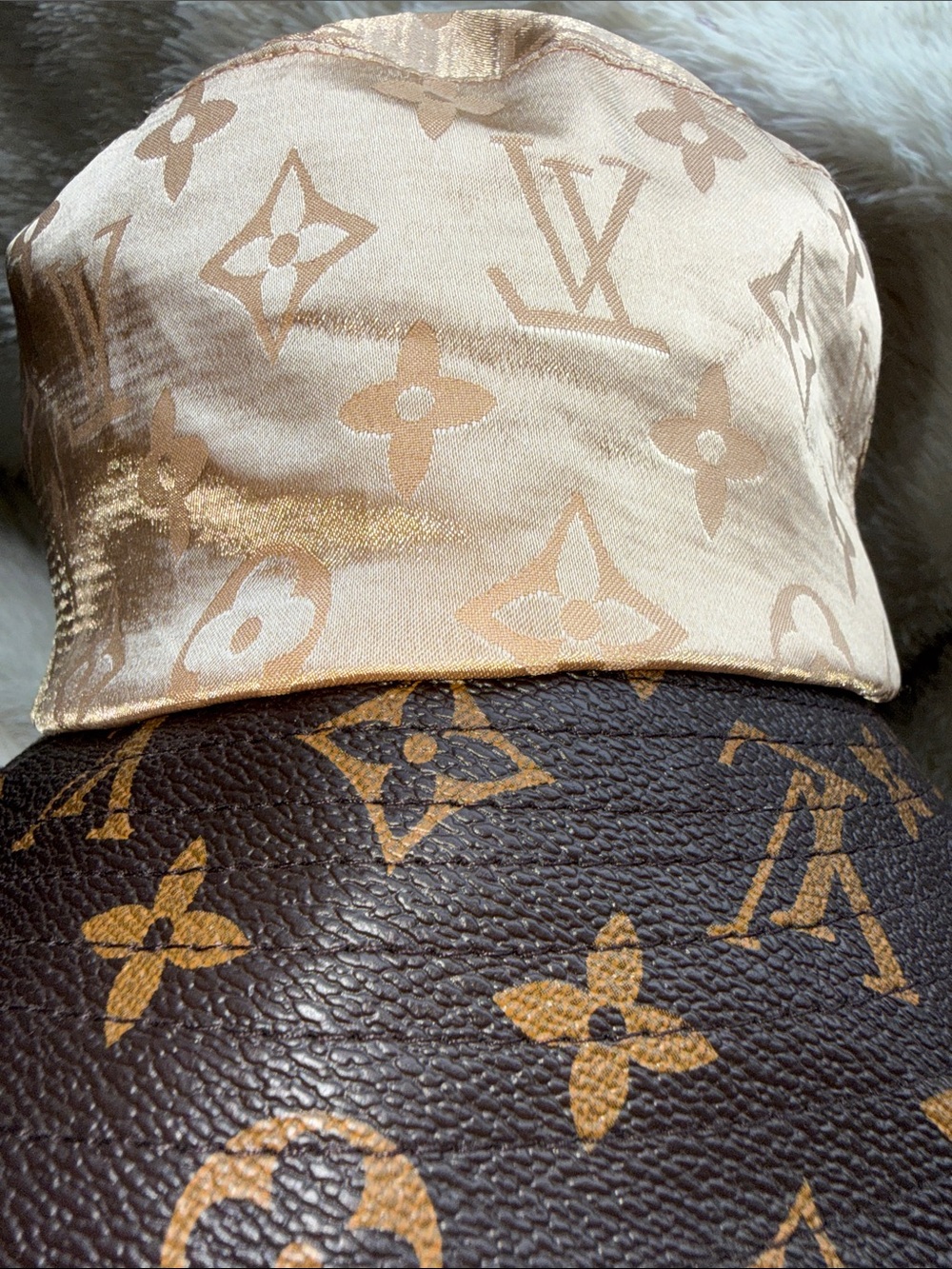 Source Unknown Brown and Beige Monogram Bucket Hat - Picture 5 of 5